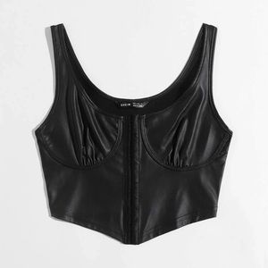 Faux leather bustier top